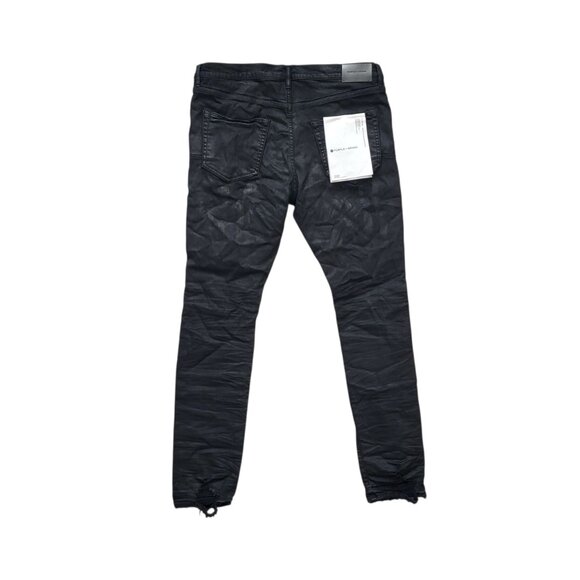 Purple Brand P001 Skinny Jeans in Black Oil Spill Men's Size 36 - Picture 2 of 9